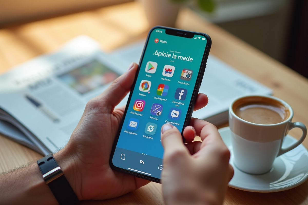 Smartphone affichant le classement des réseaux sociaux en France