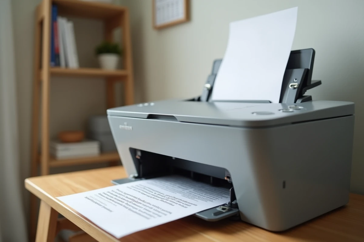 Gros plan sur l'alimentation automatique de documents d'une imprimante scanner multifonction
