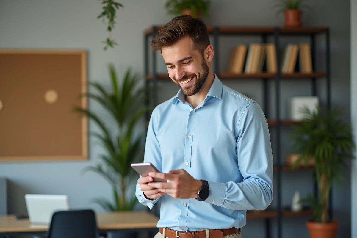 Homme vérifiant ses emails professionnels