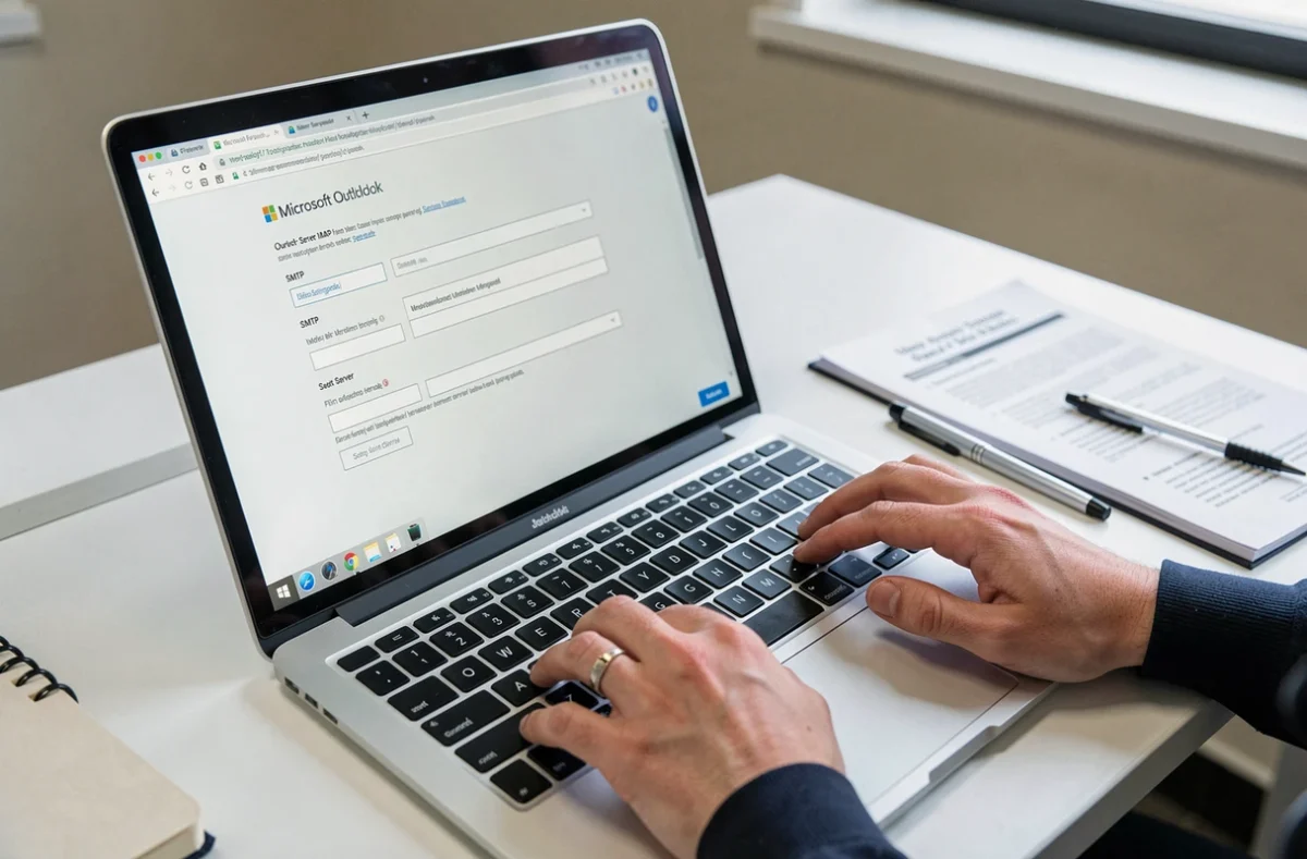 Gros plan sur la configuration des paramètres serveur IMAP et SMTP de la messagerie INRAE dans Outlook